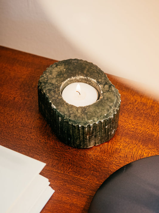 GREEN MARBLE CANDLE HOLDER