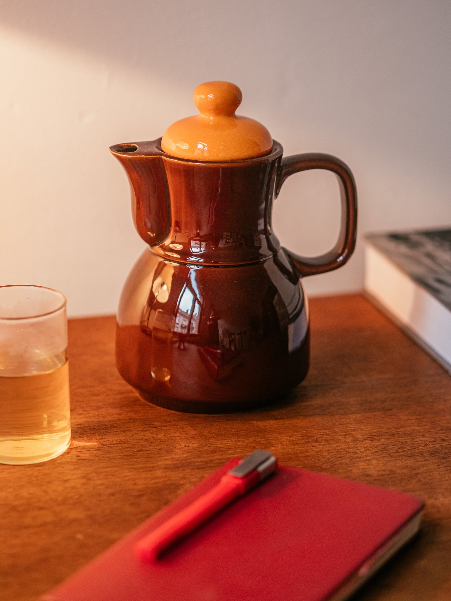 BADONVILLER - BROWN AND ORANGE TEA POT